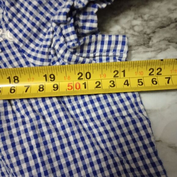 Adonna Blue Gingham House Coat Zip Up Robe House Dress Moomoo Size Large - Picture 9 of 9